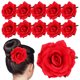 thumbnail image 1 of 12 pinzas para el pelo con flores realistas, para decorar el pelo, para boda, tocado de flores., 1 of 5