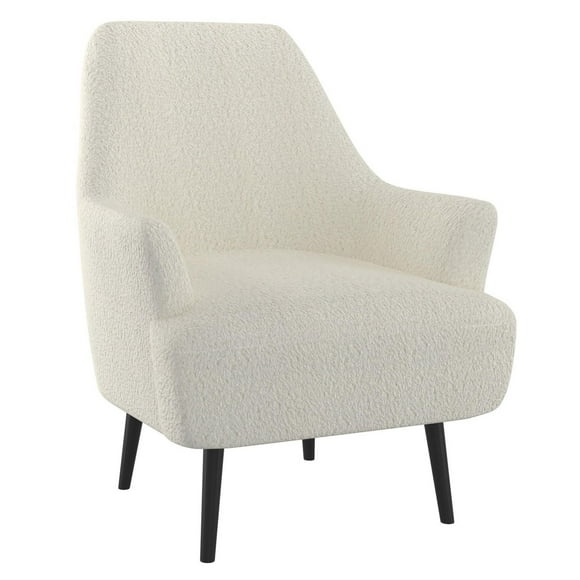 Modern Boucle Fabric Accent Chair in Cream