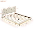 thumbnail image 2 of Queen Size LED Bed Frame, Velvet Upholstered Platform Bed Frame with Button-tufted Headboard, Low Platform Bed with Wooden Slats Support, No Box Spring Needed, Easy Assembly, Beige, 2 of 8