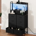 thumbnail image 4 of Commode Intelligente avec 11 Tiroirs en Tissu, Station de Recharge Sans Fil Intégrée et Lumières DEL RVB Contrôlées par Application, Organisateur de Rangement Industriel Anti-Basculement pour Chambre, Noir, 4 of 6