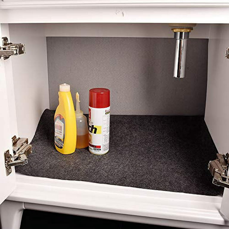 LotFancy Under Sink Mat for Kitchen, Washable Under Cabinet Liner, Black,  36x24 in 