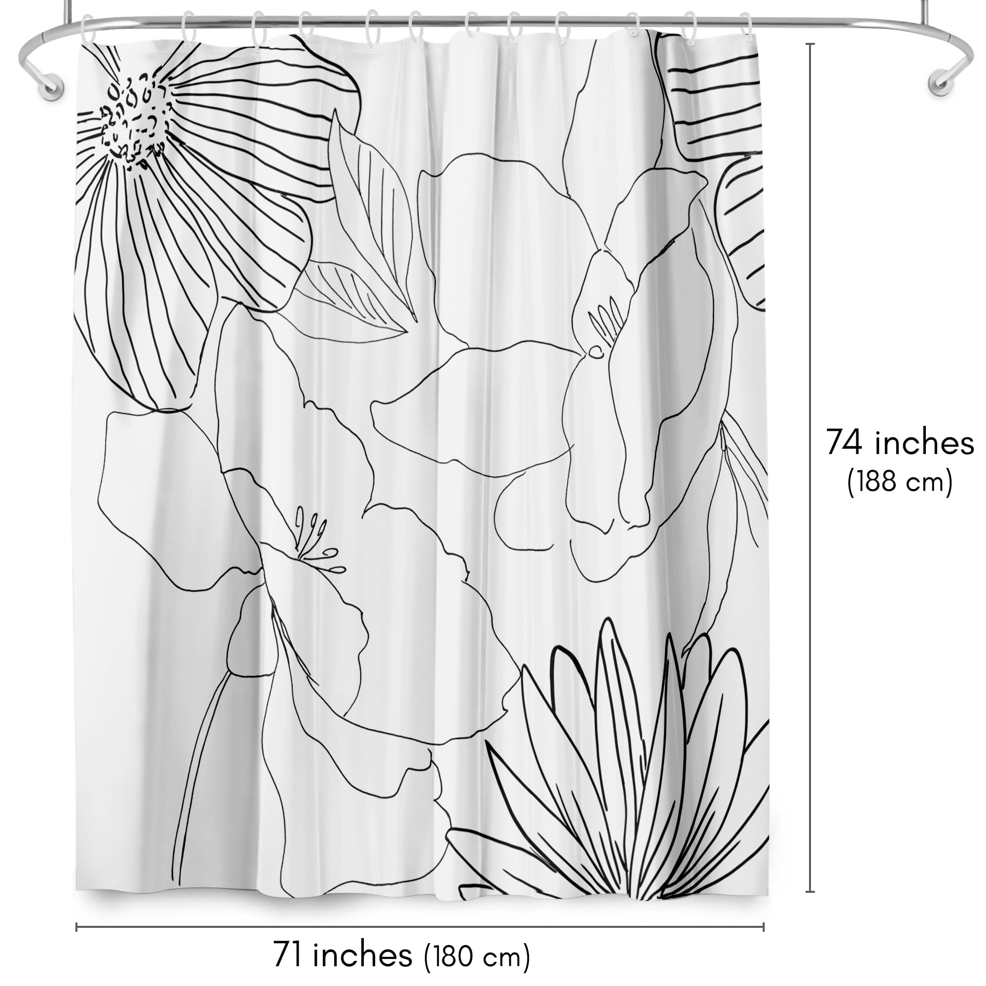 Americanflat 71x74 Delicate Lines Shower Curtain - 100% Polyester Shower Curtain