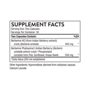Thorne Berberine 1000 mg per Serving, Botanical Supplement, Support Heart Health, Immune System, Healthy GI, Cholesterol, Gluten-Free, Dairy-Free, 60 Capsules, 30 Servings