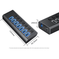 thumbnail image 2 of Powered USB 3.0 Hub ,7 Port USB Hub,USB Extension Data Splitter & Power Hub,For Laptop and Printer US Plug,1 x USB Hub,Black, 2 of 7