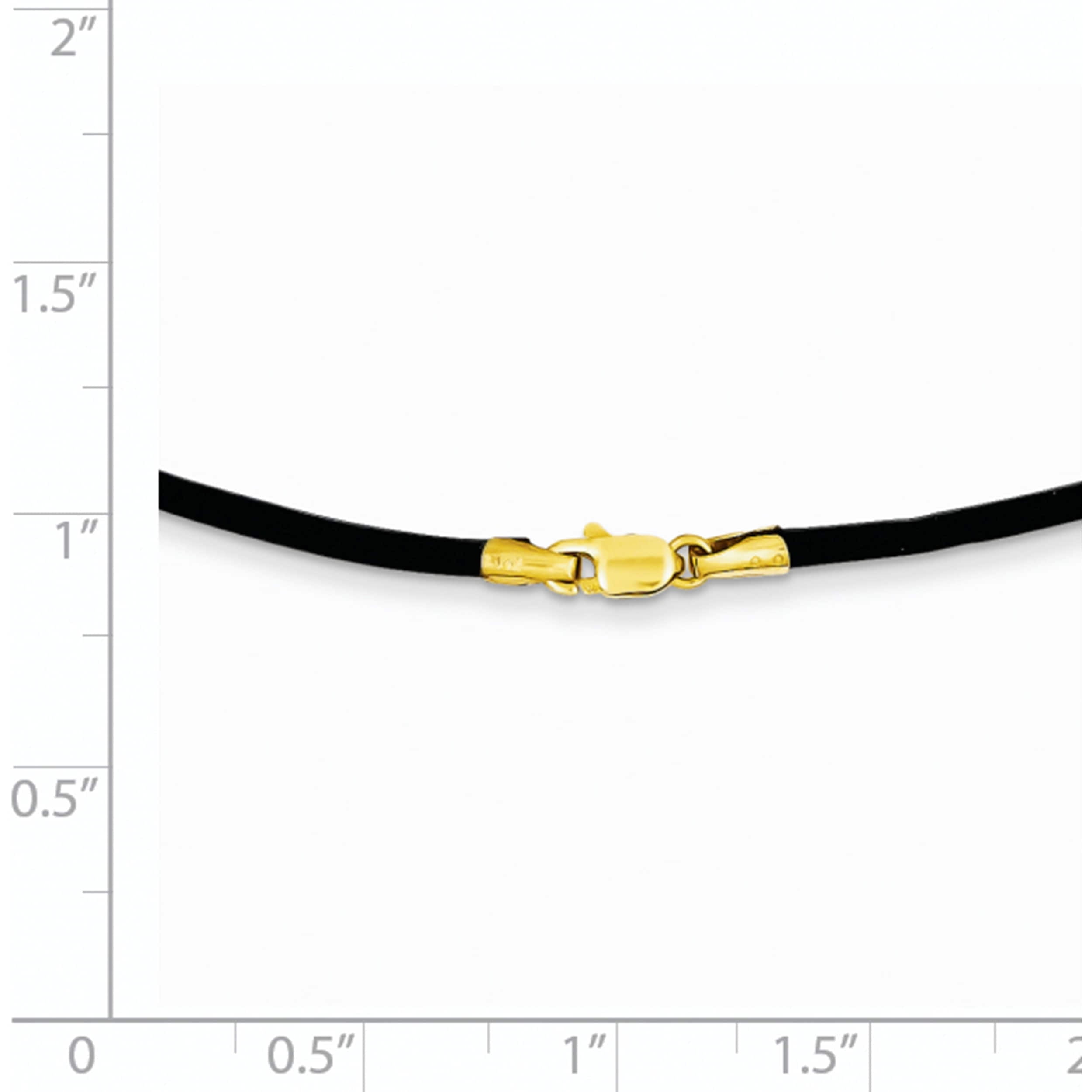 14K Yellow Gold 2mm 16In Black Leather Cord Necklace (16 X 2) Made In United States xg260-16