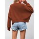 thumbnail image 5 of Suéter de Mujer de Otoño, Cuello Redondo, Tipo Murciélago, Estilo Pullover Rojo Óxido M, 5 of 7