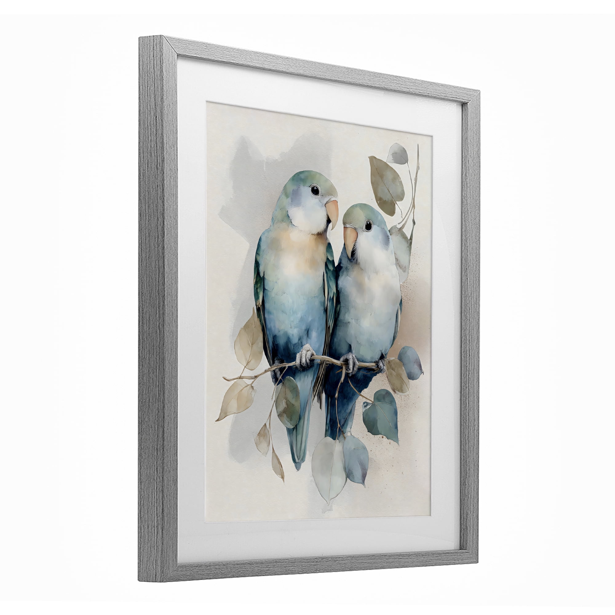 Stupell Industries Blue Bird Lovers Gray Framed Print Under Glass, design by Franklyn Gregory