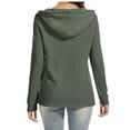 thumbnail image 3 of Miluxas Hoodies for Women Casual Button Long Sleeve Solid Waffle Pullover Tops Loose Sweatshirt Army Green L(L), 3 of 6