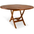 thumbnail image 2 of All Things Cedar 6-Piece 4-ft Teak Round Folding Table Set with Blue Umbrella, 2 of 2