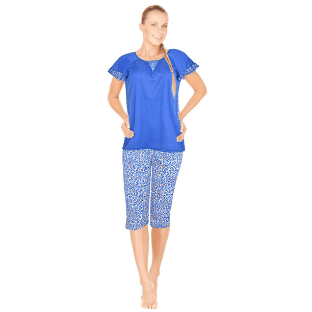 JEFFRICO Womens Pajamas For Women Capri Set Sleepwear Soft Pajamas Plus ...