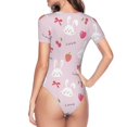 thumbnail image 3 of Uemuo Love Rabbit Pattern Women's One Piece Short Sleeve Swimsuit Rash Guard Surfing Modest Quick-drying Swimsuit Beach Essentials-Small, 3 of 9