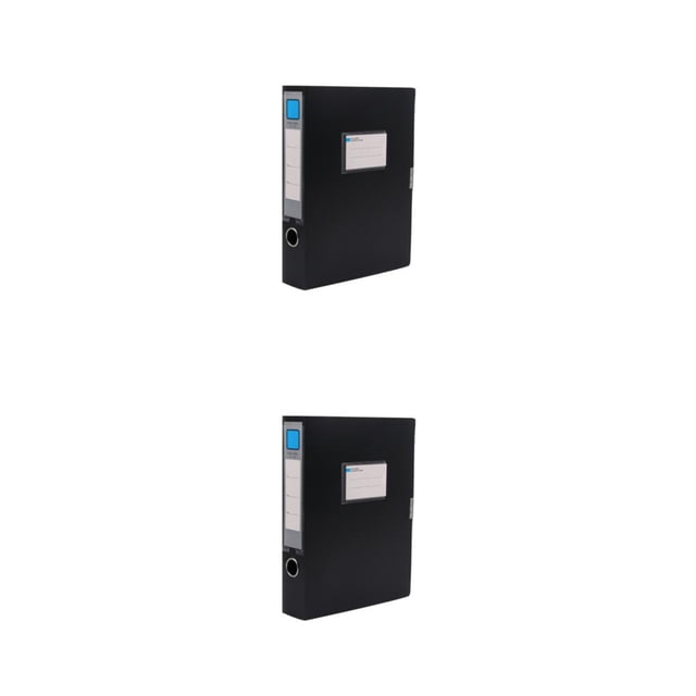 Bearachild Caja de archivos A4, caja de almacenamiento de documentos, cajas adhesivas de plástico, cartera de anillos de Metal, hojas de música, Negro 2piezas