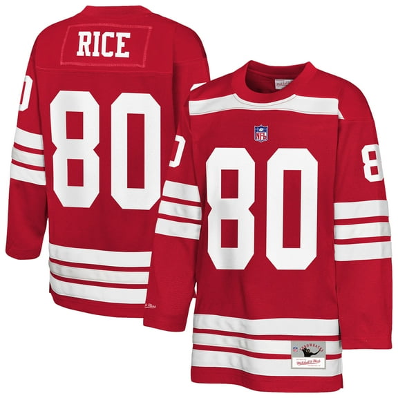 Youth Mitchell & Ness Jerry Rice Scarlet San Francisco 49ers Hockey Fashion Jersey
