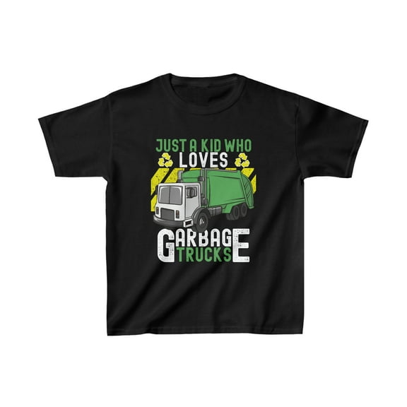 Trash Day Just A Kid Who Loves Garbage Trucks Kids T-Shirt