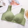 thumbnail image 6 of Women's Plus Size Front Closure Bra Without Steel Ring Fixed Cup Gathered Breathable Underwear Bra Green 42, 6 of 8