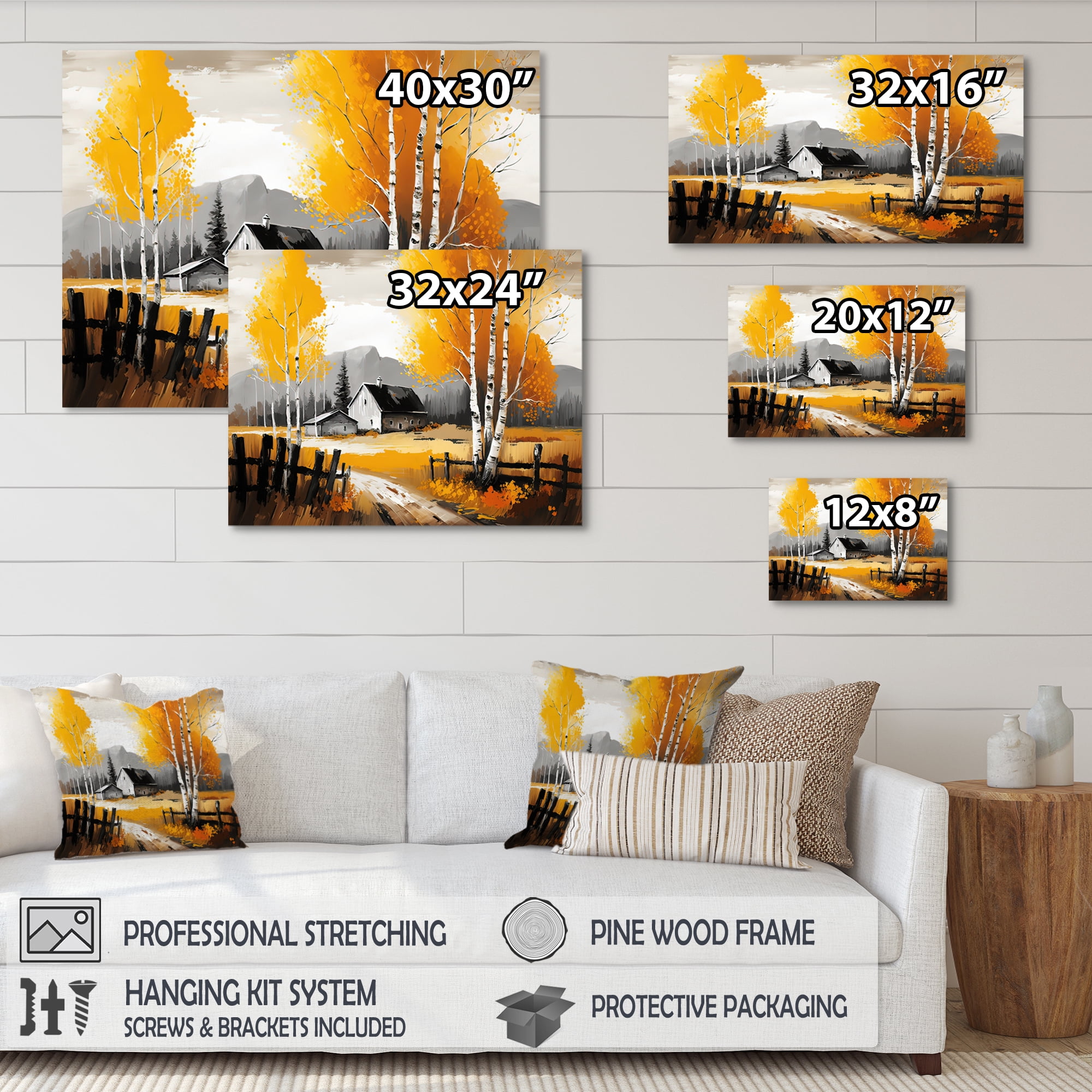 Designart Small Cottage In Autumn I Canvas Wall Art