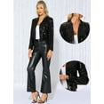 thumbnail image 2 of DARING DIVA Sequin Crop Long Sleeve Open Front Sparkle Glitter Blazer XS Black, 2 of 6