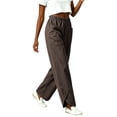 thumbnail image 7 of XPMWRP Women Elastic High Waist Big Patch Pocket Denim Wide Leg Pants Front Split Ankle Loose Lightweight Jeans Casual Walking Vacation Trousers Coffee XL, 7 of 7