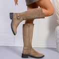 thumbnail image 4 of Yeahitch Women Boots Mid Calf Zippers Boots for Women Round Toe Chunky Heel Warm Comfortable Tall Boots, 4 of 6