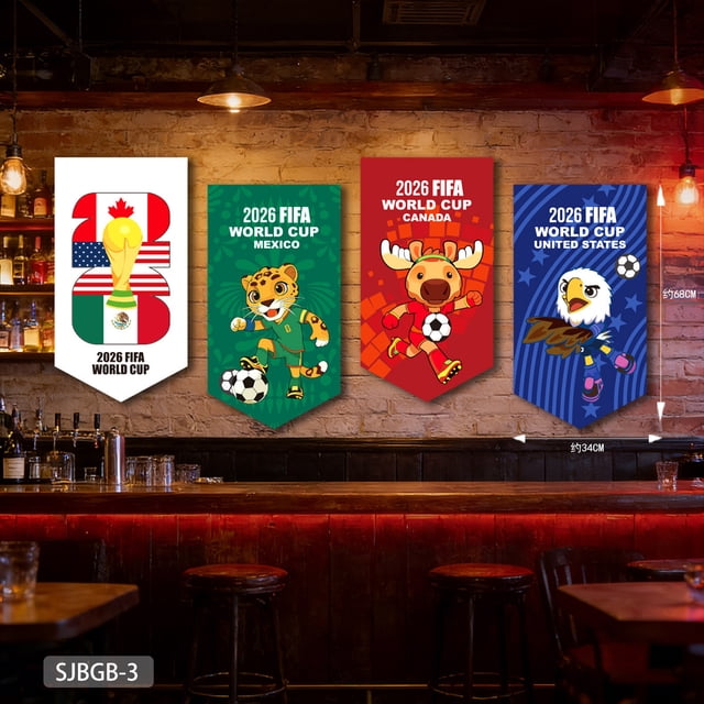 Set de 4 Pendones Decorativos en Forma de Bandera, Decoración Temática de Fútbol para Bar, Hogar y Fiestas Deportivas