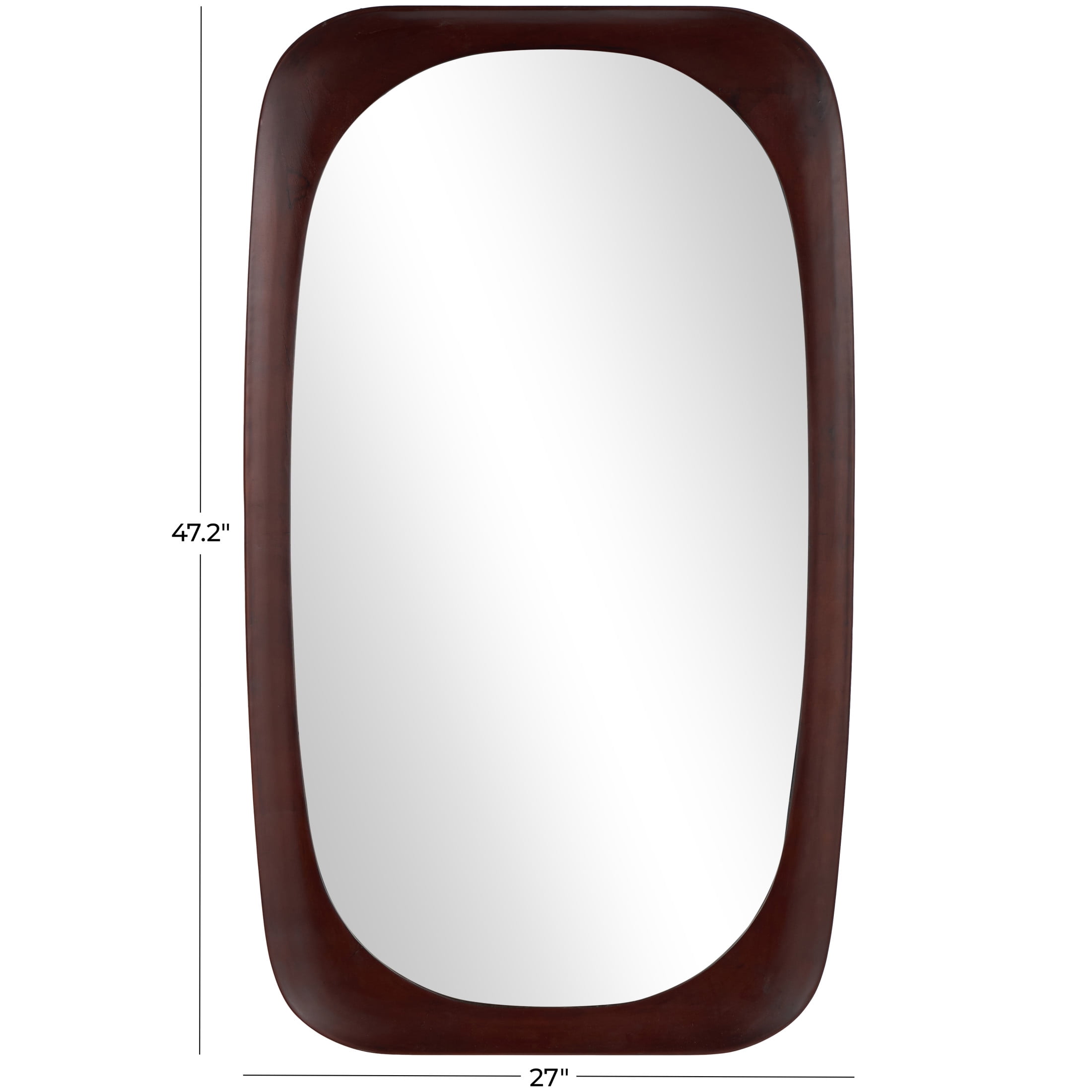 DecMode 27" x 47" Dark Brown Oval Wall Mirror