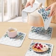 thumbnail image 5 of Blue Teal Botanical Pot Holders for Kitchen Heatproof Potholder, 2 Pack Weeping Fall Eucalyptus Leaves Hot Pads Multipurpose Oven Pads Cloth Potholders Trivet for Cooking and Baking, 5 of 8