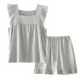 thumbnail image 7 of CHUMUD Cotton Pajama Sets for Women Sleeveless 2 Piece Lounge Pjs Matching Summer Sleepwear Ruffle Tank Top Shorts Pj Set, 7 of 7
