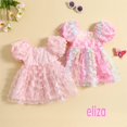 thumbnail image 3 of Eliza-Baby Girl Princess Manga Corta Puff 3D Mariposa Tul Vestido De Una Línea, 3 of 4