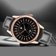 thumbnail image 3 of Ocio Moda Hombres Simple PU Dial Reloj de pulsera de cuarzo Decoración (Negro), 3 of 6