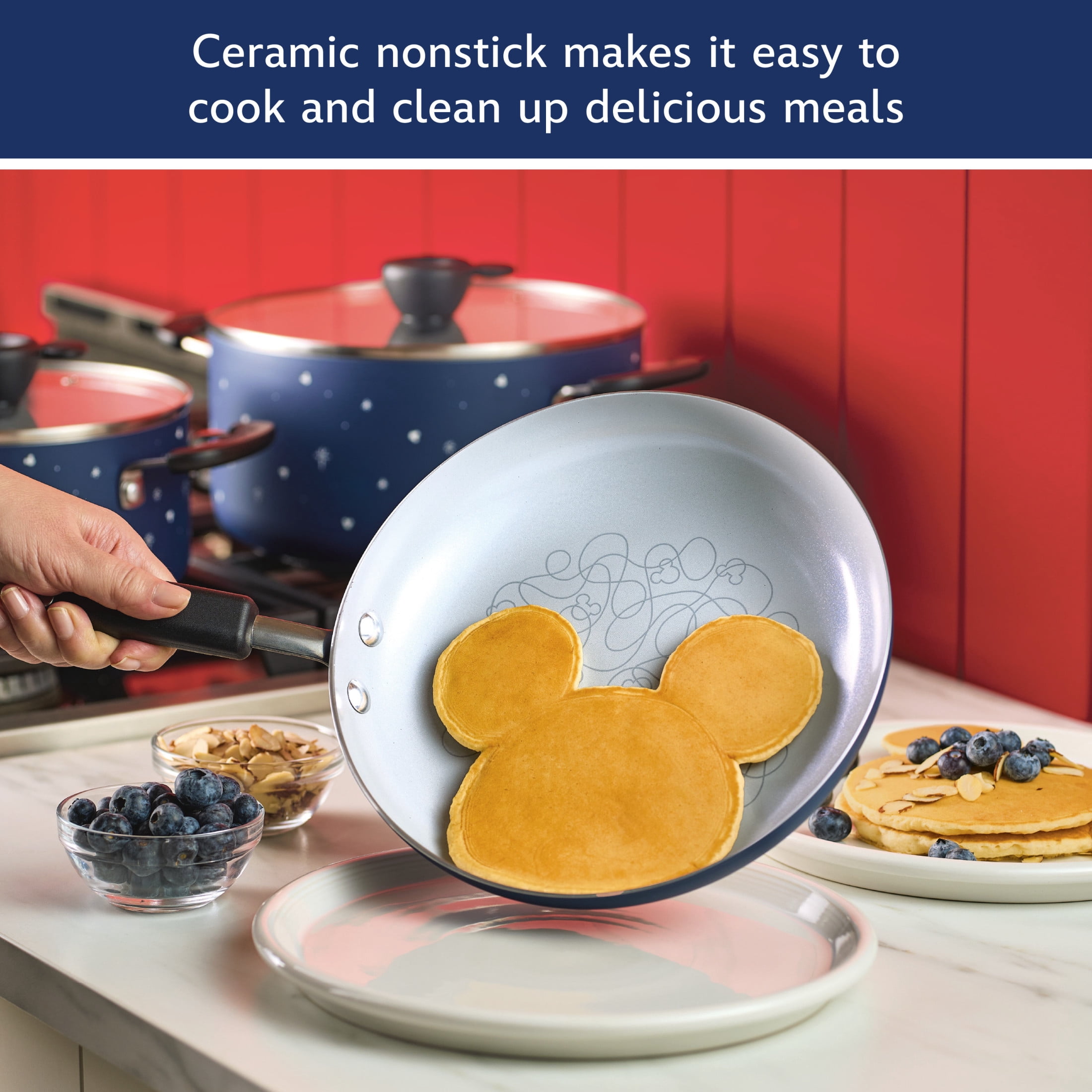 Farberware Disney 9.5 inch Ceramic Nonstick Frying Pan, Blue