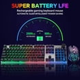 thumbnail image 3 of Wireless Gaming Keyboard with knob and Mouse Combo USB Dongle 2.4G Rechargeable 3000mAH Battery RGB Backlit Stainless Panel 4200DPI, 3 of 5