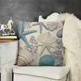 thumbnail image 2 of YINGXI  Summer Beach Throw Pillow Covers Ocean Themed Coral Starfish Seashell Conch Decorative Pillow Cases Summer Outdoor Nautical Coastal Cushion Cover for Couch Bed Sofa 24x24in, 2 of 5