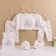 thumbnail image 2 of CAUYDY Baby Girls Shower Gift Preemie Boys Clothing Unisex Newborn Layette 2 Long Sleeved Shirt + 2 Pants + Hat + Bib + Bellyband 7 Pieces Soft Set Sizes 0-3 Months,Beige, 2 of 5