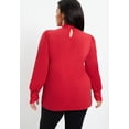 thumbnail image 2 of June & Vie Women's Plus Size Lace Yoke Mockneck Top, 2 of 5