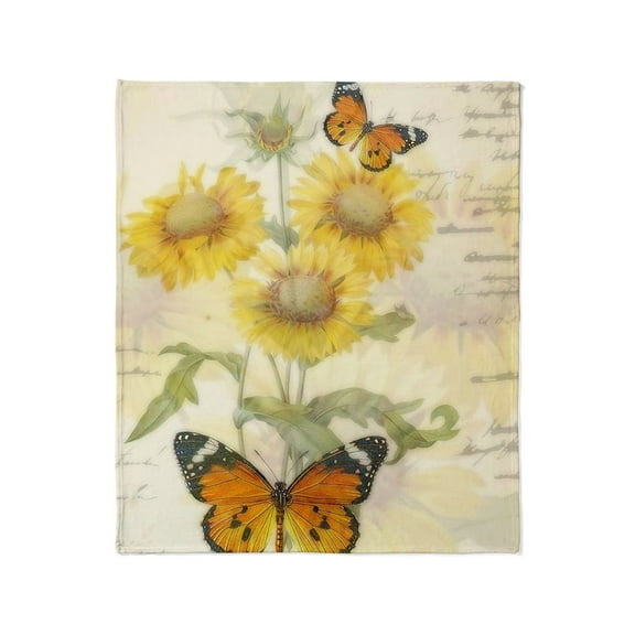 CafePress - Sunflowers And Butterflies Throw Blanket - Soft Fleece Throw Blanket, 50"x60" for All Ages