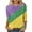 Purple, variant on successthop Plus Size Mardi Gras Clothes for Women Stripe Oversized Crewneck Outfits 3/4 Sleeve Blouse Vacation Shirt L