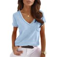 thumbnail image 2 of V-Neck Casual T-Shirt With Pocket For Women, 2 of 5