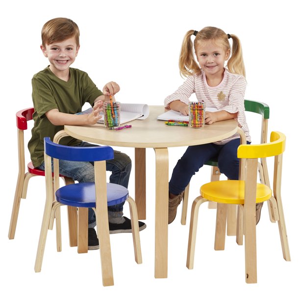 ECR4Kids Bentwood Curved Back Chair and Table Furniture Set, Premium