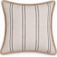 thumbnail image 2 of Fennco Styles Black Woven Stripe Design Decorative Filled Throw Pillow 18" X 18" - Neutral Beige Accent Pillow with Braided Trim for Couch, Bed, Home and Cottage Décor, 1-Pack, 2 of 3