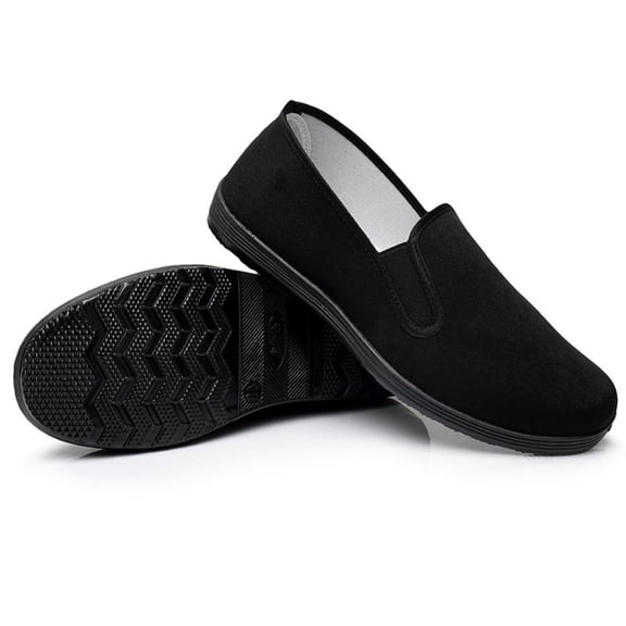 Chinese style Slippers Kung Fu Martial Arts Tai Chi shoes Rubber sole Unisex All Black Size Men 8/Women 9.5