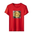 thumbnail image 4 of USSUMA Women's Tops Dressy Casual Summer Blouse Cute Juniors Graphic Short Sleeve T-Shirts for Women Trendy Sunflower Print Crewneck Womens Tunic Top Shirt Summer Beach, 4 of 5