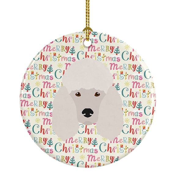 Poodle Merry Christmas Ceramic Ornament 2.8 in x 2.8 in