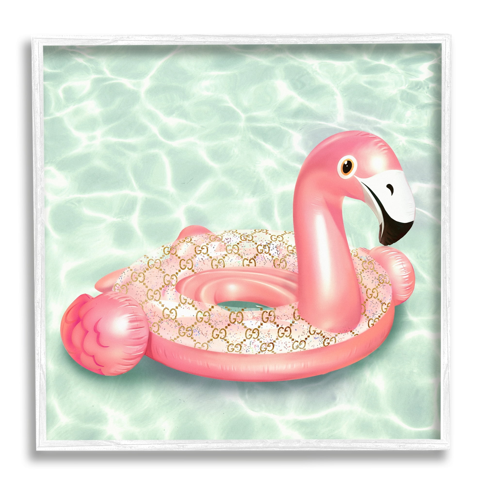 Stupell Industries Summer Pool Float Glam Pattern Fashion Emblem Graphic Art White Framed Art Print Wall Art, Design by Ziwei Li