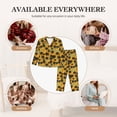 thumbnail image 6 of KLL Hawaii Palms Print Women's Long Sleeve Pajamas with Pants Sleepwear Loungewear 2 Set-Large, 6 of 7