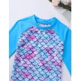 thumbnail image 5 of MSemis Girls Mermaid Swimsuit 2-Pieces Rash Guard Sets Bathing Suit, Size 3T-16 Blue 4, 5 of 5