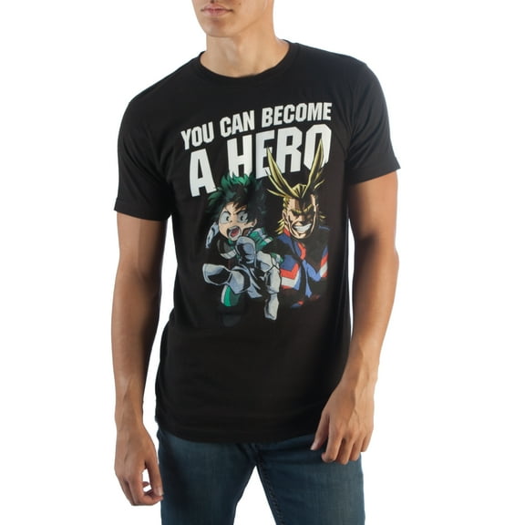 Become A Hero My Hero Academia Anime Cartoon Mens Black Graphic Tee-3XL