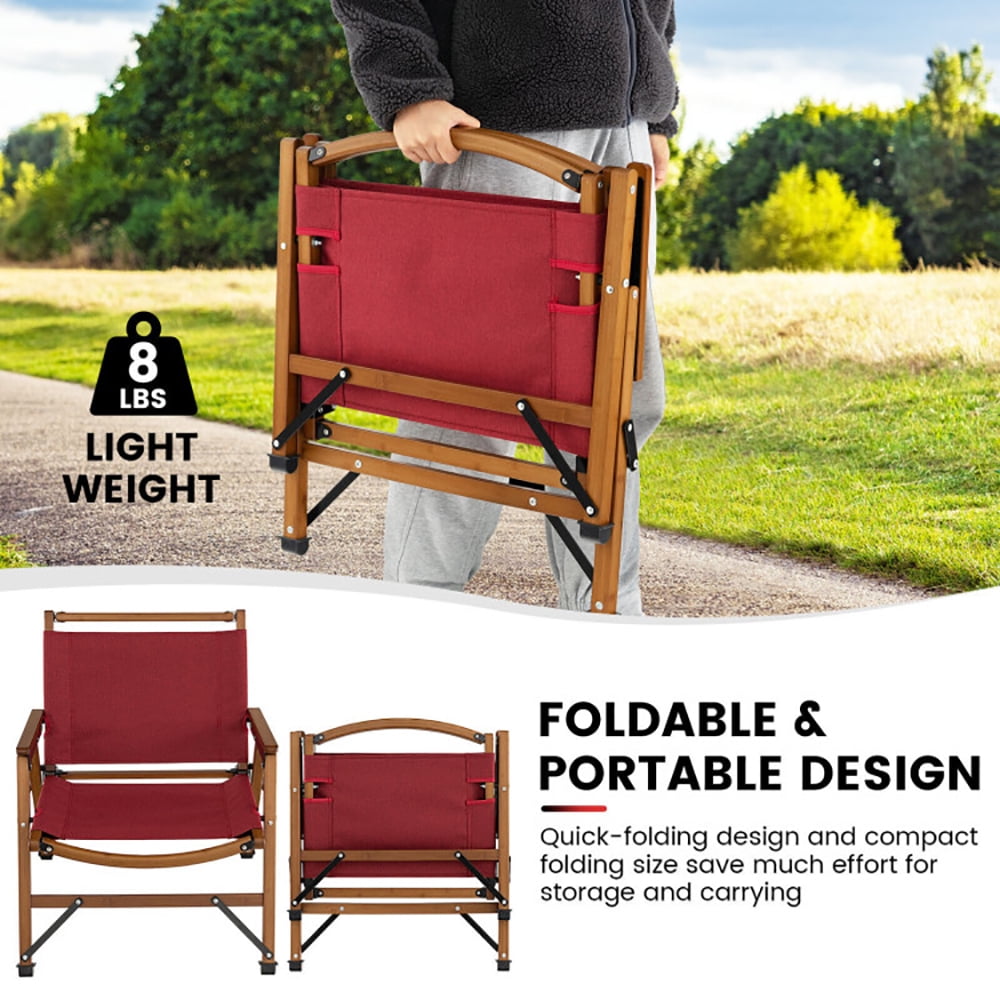 Aimee Lii Patio Folding Camping Beach Chair with Solid Bamboo Frame, Portable Chairs for Adults, Comfy Outdoor Chair, Red Aimee Lii Patio Folding Camping Beach Chair with Solid Bamboo Frame, Portable Chairs for Adults, Comfy Outdoor Chair, Red