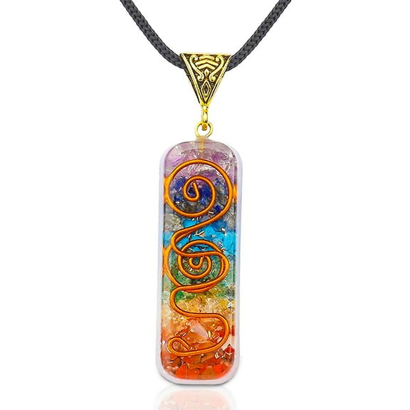 7 Chakra Necklace Handmade Healing Orgone Pendant Crystal Necklace Spiritual with Adjustable Cord for Men Women Positive Energy, Meditation, Chakra Crystal Jewelry Gift