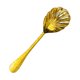 thumbnail image 2 of Cuchara grande para servir cubiertos forma de concha fácil de limpiar acero inoxidable martillado Oro, 2 of 9