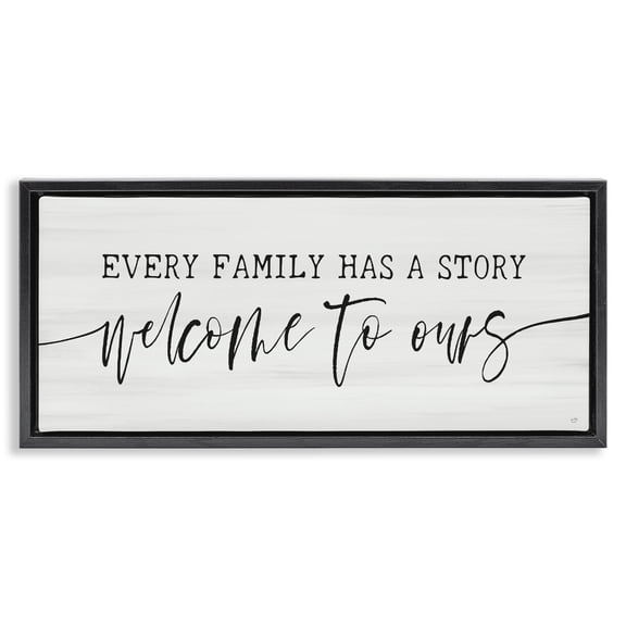 Stupell Industries Welcome To Our Family Story Black Framed Floater Canvas Wall Art, design by Lux   Me Designs
